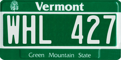 VT license plate WHL427