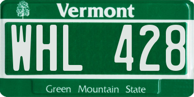 VT license plate WHL428