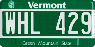 VT license plate WHL429