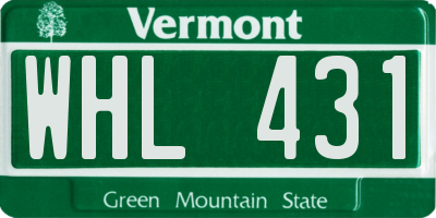 VT license plate WHL431