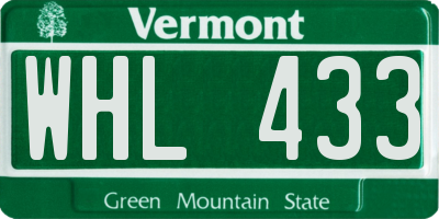 VT license plate WHL433