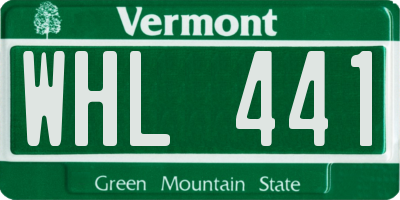 VT license plate WHL441