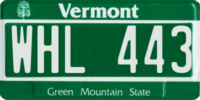 VT license plate WHL443