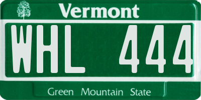 VT license plate WHL444