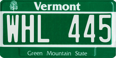 VT license plate WHL445