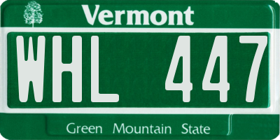 VT license plate WHL447