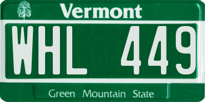 VT license plate WHL449