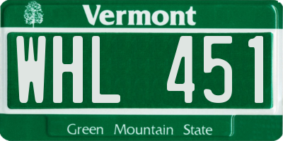 VT license plate WHL451