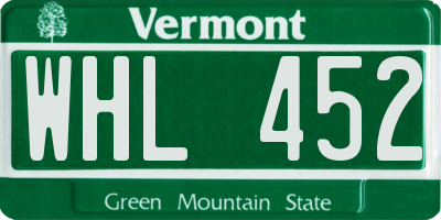VT license plate WHL452