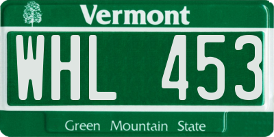 VT license plate WHL453