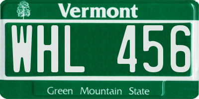 VT license plate WHL456