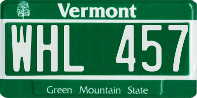 VT license plate WHL457