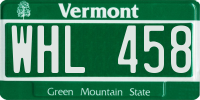 VT license plate WHL458