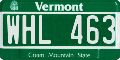 VT license plate WHL463