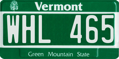 VT license plate WHL465
