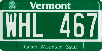 VT license plate WHL467