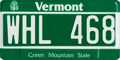 VT license plate WHL468