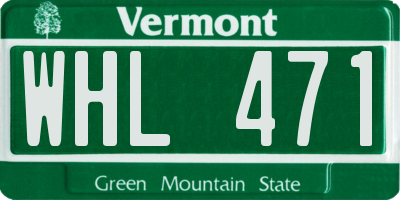 VT license plate WHL471