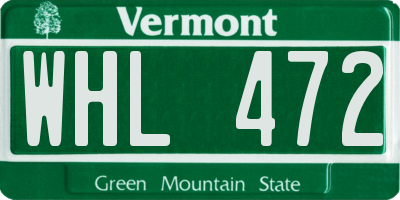 VT license plate WHL472