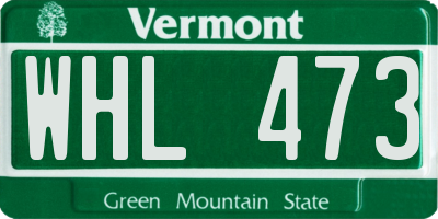 VT license plate WHL473