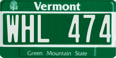 VT license plate WHL474