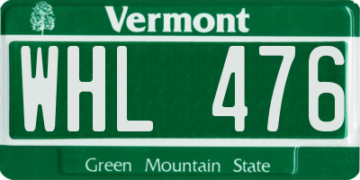 VT license plate WHL476