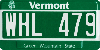 VT license plate WHL479