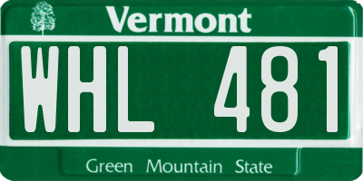 VT license plate WHL481