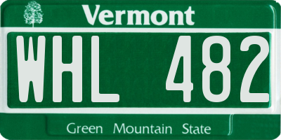 VT license plate WHL482