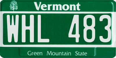 VT license plate WHL483