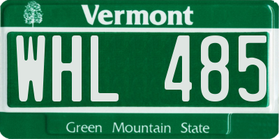 VT license plate WHL485