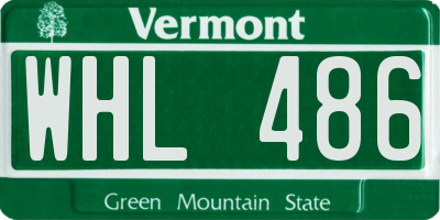 VT license plate WHL486