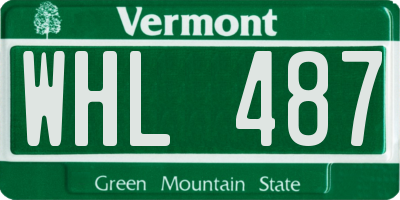 VT license plate WHL487