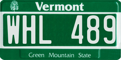 VT license plate WHL489