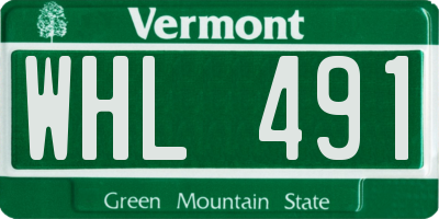 VT license plate WHL491