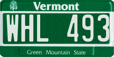 VT license plate WHL493