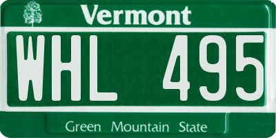 VT license plate WHL495