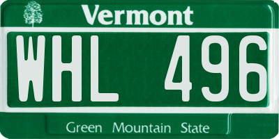 VT license plate WHL496