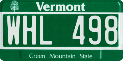 VT license plate WHL498
