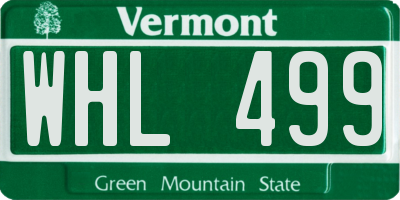 VT license plate WHL499