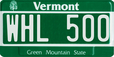 VT license plate WHL500