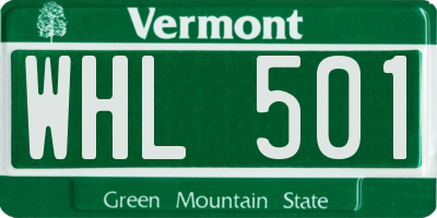 VT license plate WHL501
