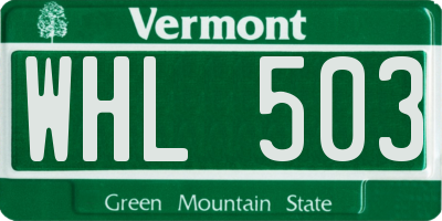 VT license plate WHL503