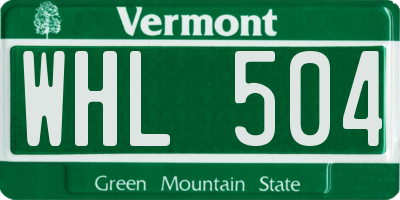 VT license plate WHL504