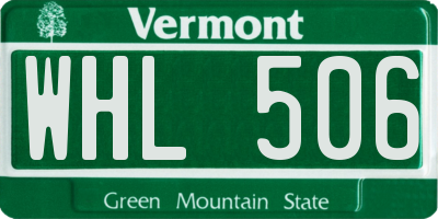 VT license plate WHL506