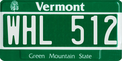 VT license plate WHL512