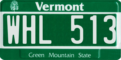 VT license plate WHL513