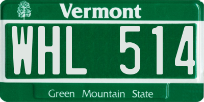 VT license plate WHL514