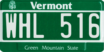 VT license plate WHL516