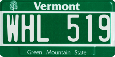 VT license plate WHL519